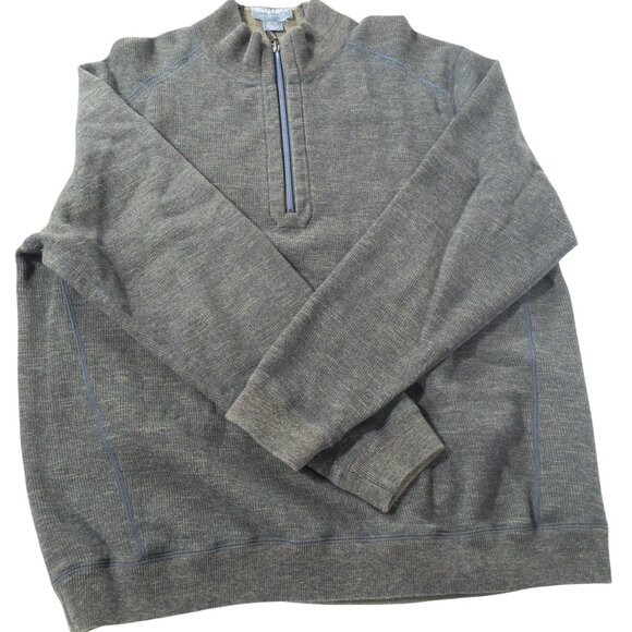 Tommy Bahama Green Reversible Quarter Zip Sweater SZ XL Cotton Blend Warm - Picture 8 of 12